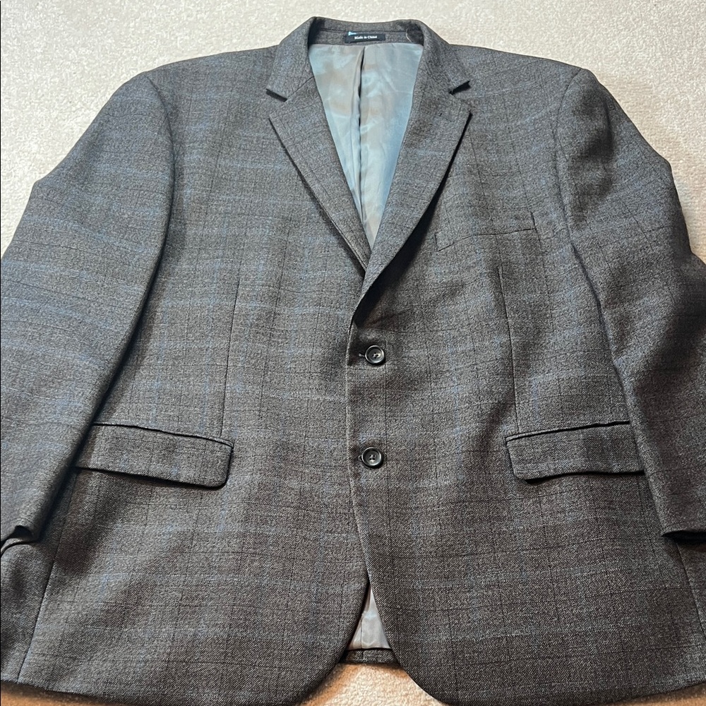 Pronto Uomo Platinum Men's Wool Blazer Size 52 Regular Dark Gray Plaid Suit Coat